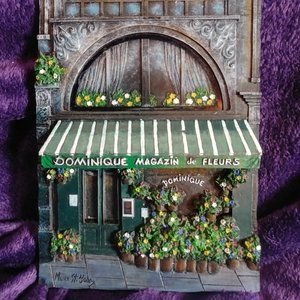 Marx St John DOMINQIUE MAGASIN de FLEURS French Storefront 3D 6" Wall Plaque 6"x